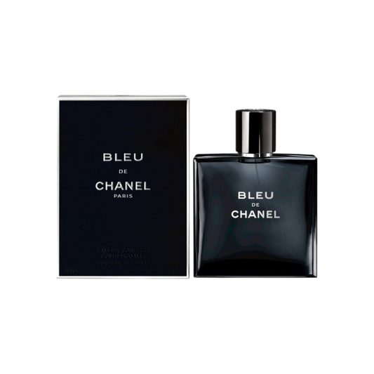 Frasco de perfume Bleu de Chanel de 100ml con su caja original, fragancia amaderada aromática de KingParfumCol
