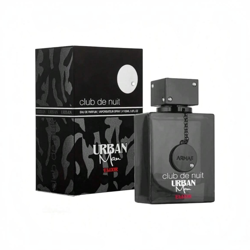 Perfume Club de Nuit Urban Man de Armaf en KingParfumCol, frasco negro elegante con caja a juego y detalles metálicos.