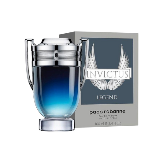 Perfume Invictus Legend de Paco Rabanne de 100ml con frasco en forma de trofeo azul degradado de KingParfumCol
