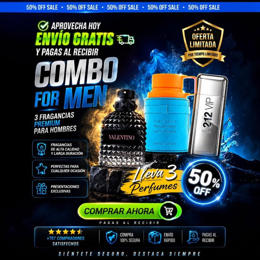 Combo de 3 perfumes premium para hombre de KingParfumCol con fragancias de larga duración y diseño exclusivo