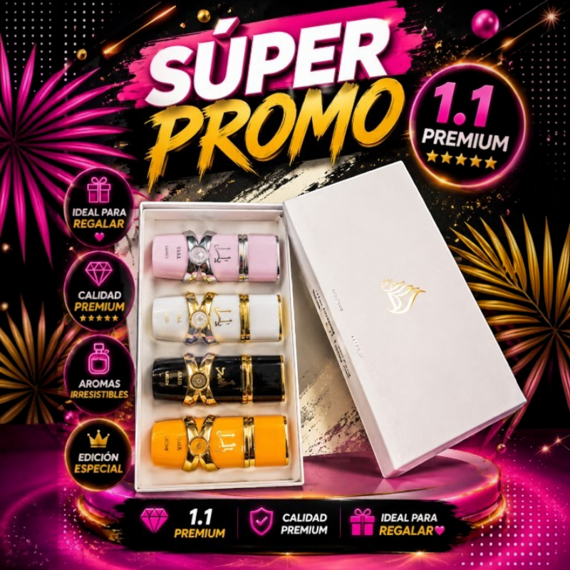 Set de perfumes Lattafa My Yara Collection de KingParfumCol con cuatro fragancias en caja de regalo premium