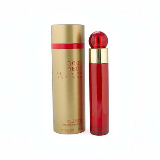 Perfume 360 Red de Perry Ellis para mujer en frasco rojo cilíndrico con estuche dorado de KingParfumCol